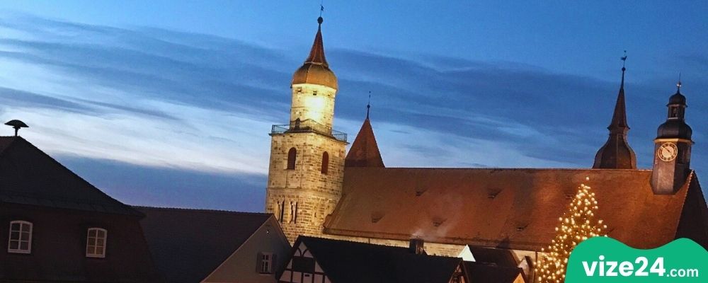 Feuchtwangen tarihi kent merkezi half-timber evler