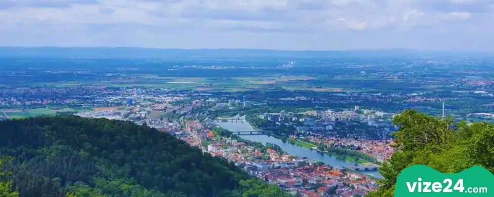 Gaisberg Heidelberg manzara noktası ve şehir panoraması