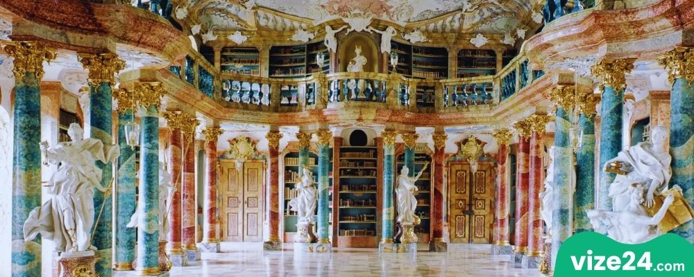 Wiblingen Abbey Library Ulm barok kütüphane ve iç mekan süslemeleri